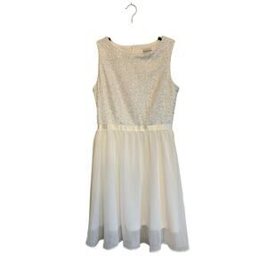 Bbonlinedress White Sequin Sleeveless Dress Baptism Bride Bridal Mini Womens S